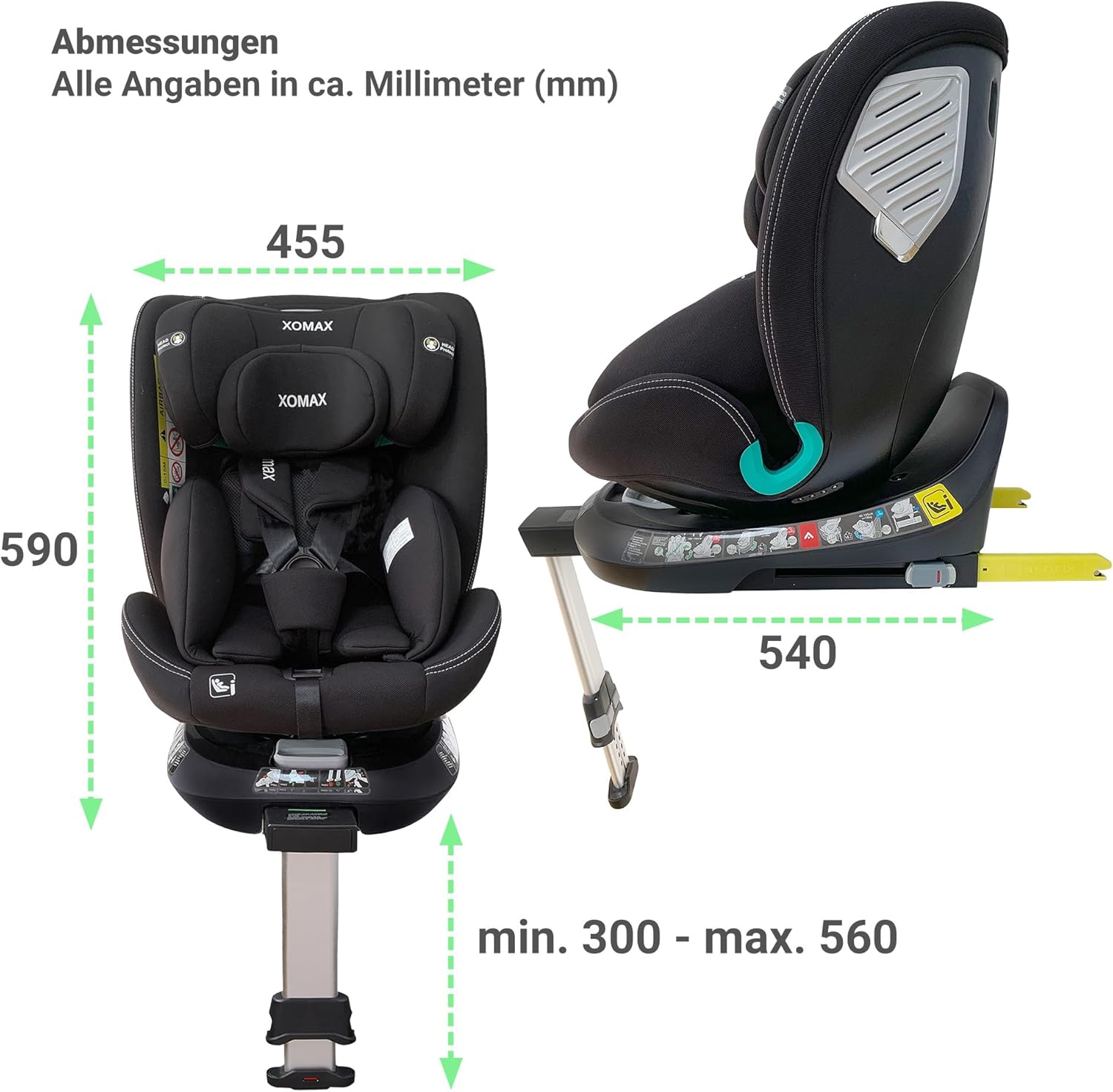 XOMAX G409 – Siège auto évolutif 0-36 kg – Groupe 0+/1/2/3 – Rotatif 360° – Noir – Image 6